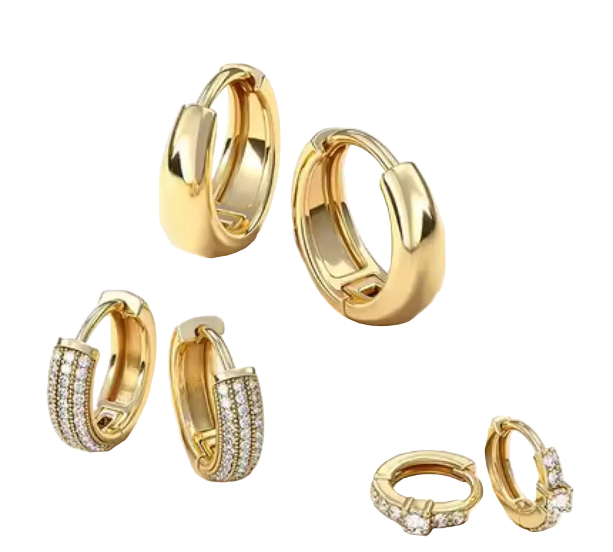 3 Pair Gold Plated Hoops