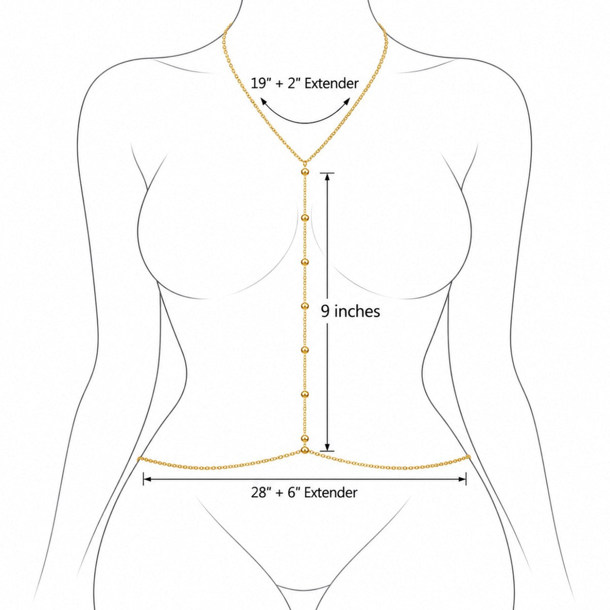 Beaded Body Chain (gold plated)