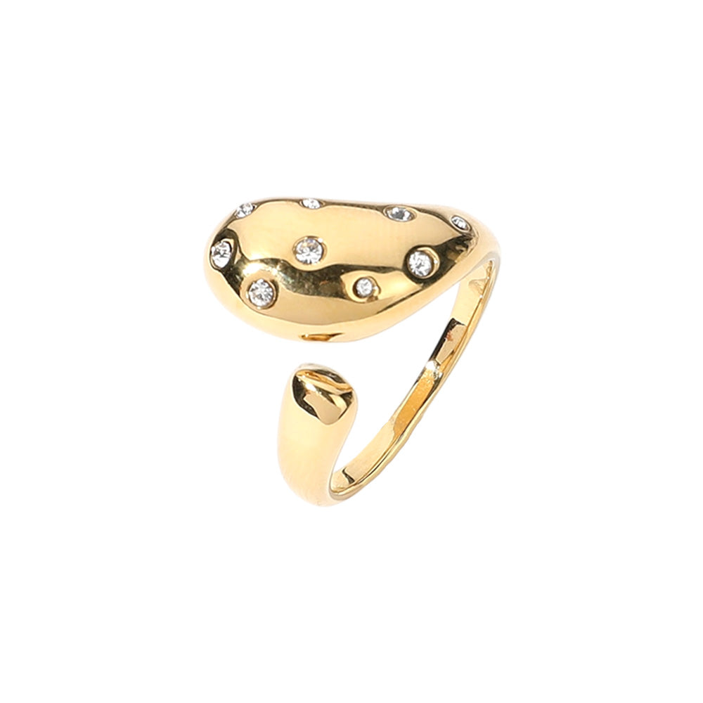 Stone Tear Drop Ring (Gold Plated)