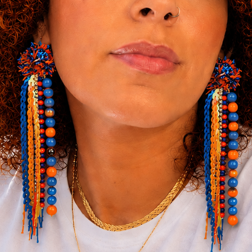 Knicks Tassel Beaded Earrings