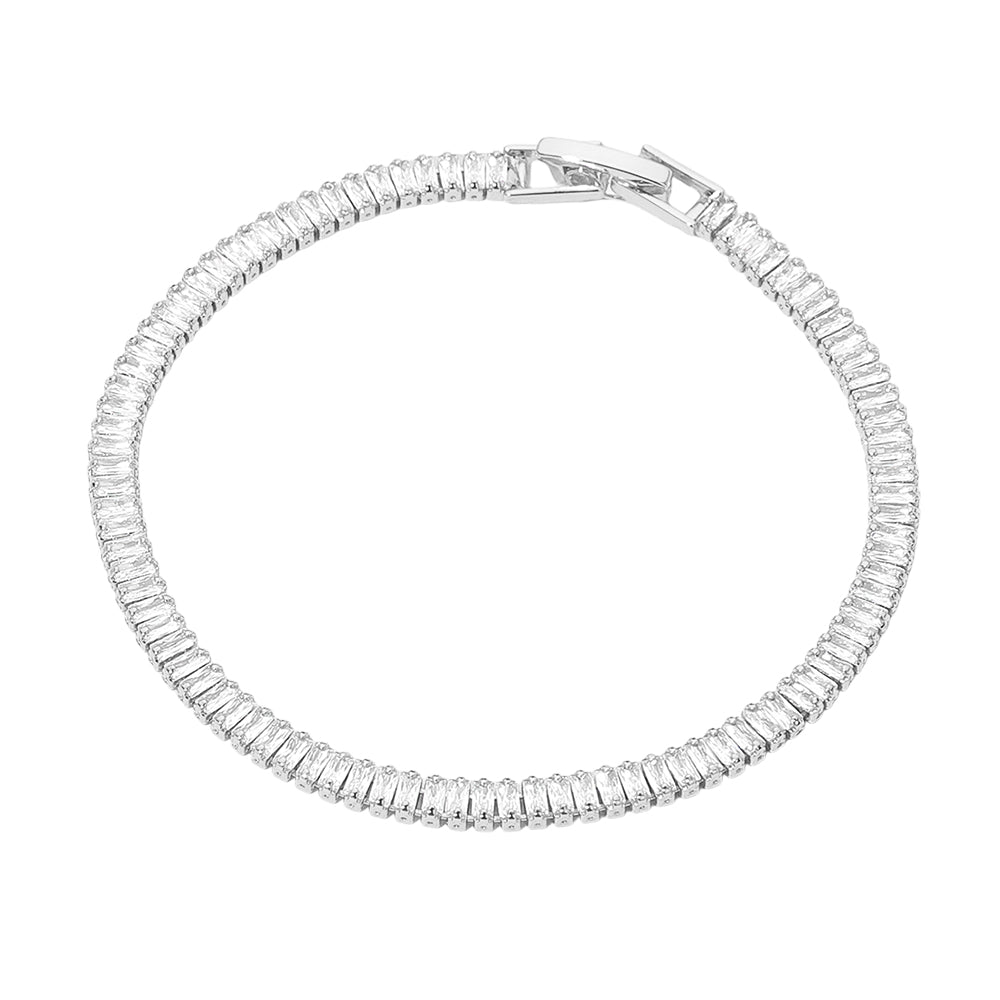 White Gold Dipped Baguette Tennis Bracelet