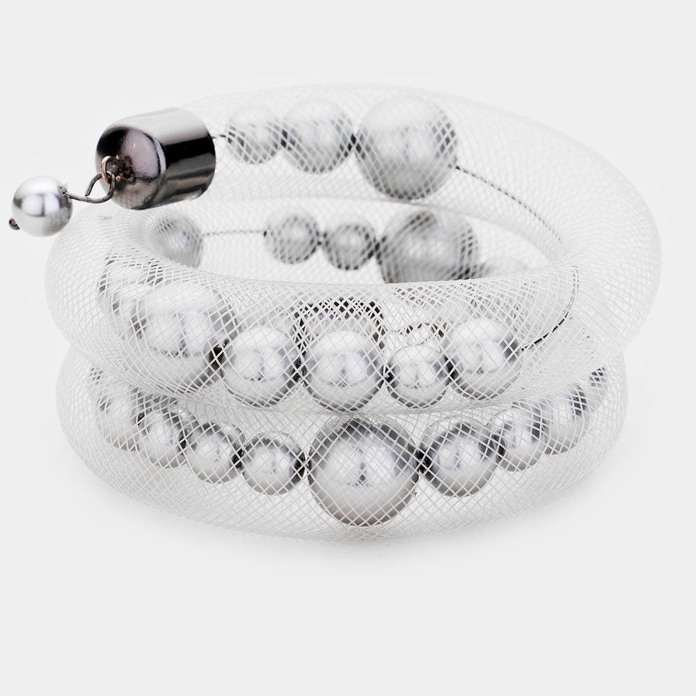 Mesh Pearl Adjustable Bracelet