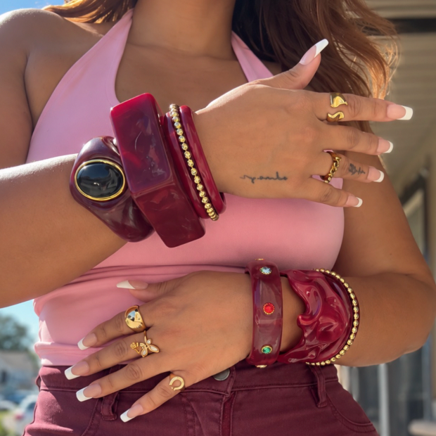 Bordeaux Rectangle Statement Bangle