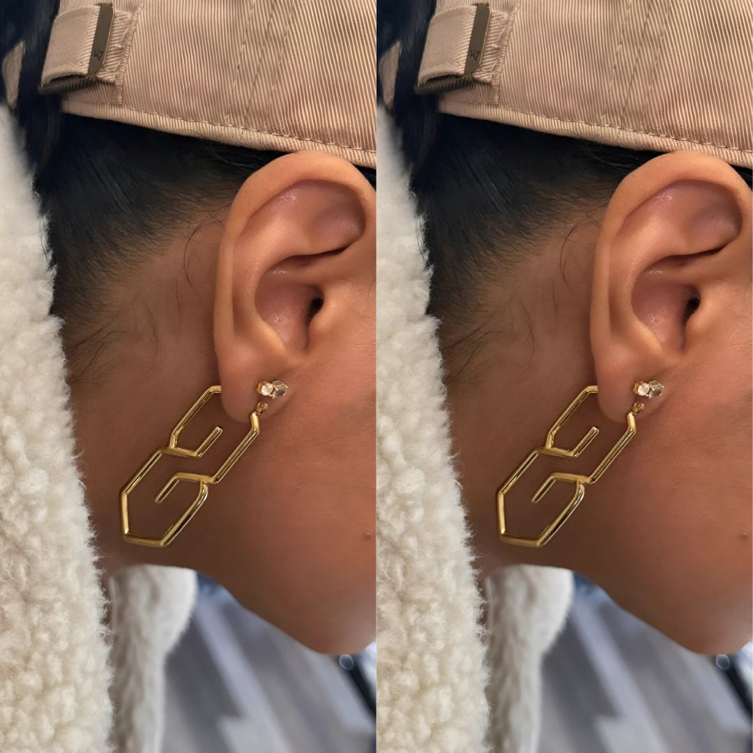 S Drawing 18k Gold Plated Earrings