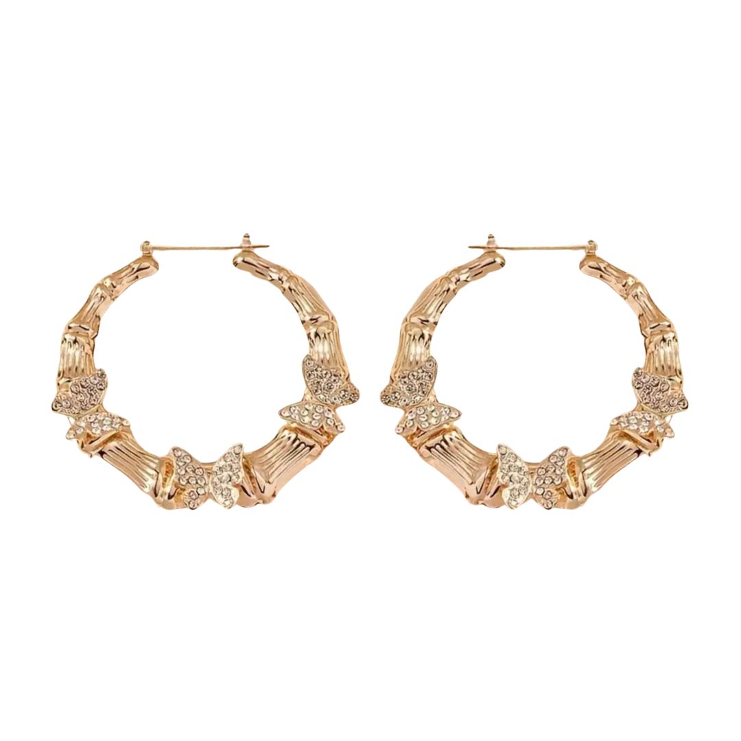 Butterfly Bamboo Hoop Earrings