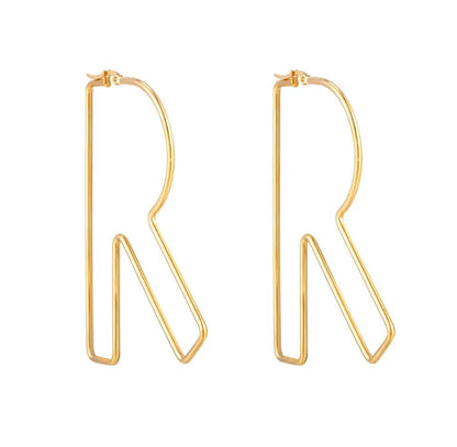 18K Finish Stainless Steel Letter Hoops