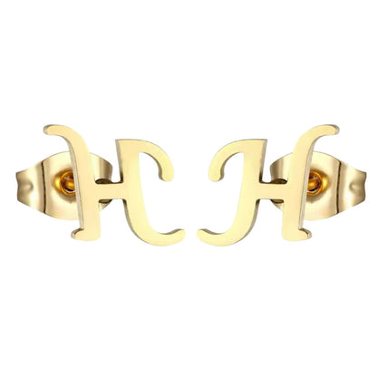 18K Finish Stainless Steel Letter Stud