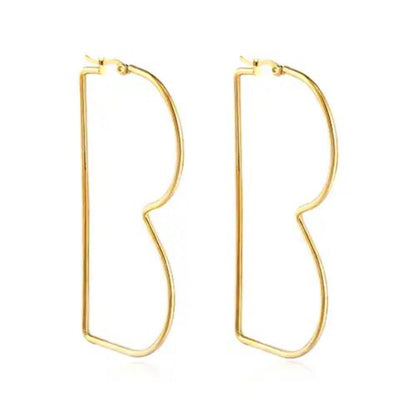 18K Finish Stainless Steel Letter Hoops