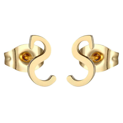 18K Finish Stainless Steel Letter Stud