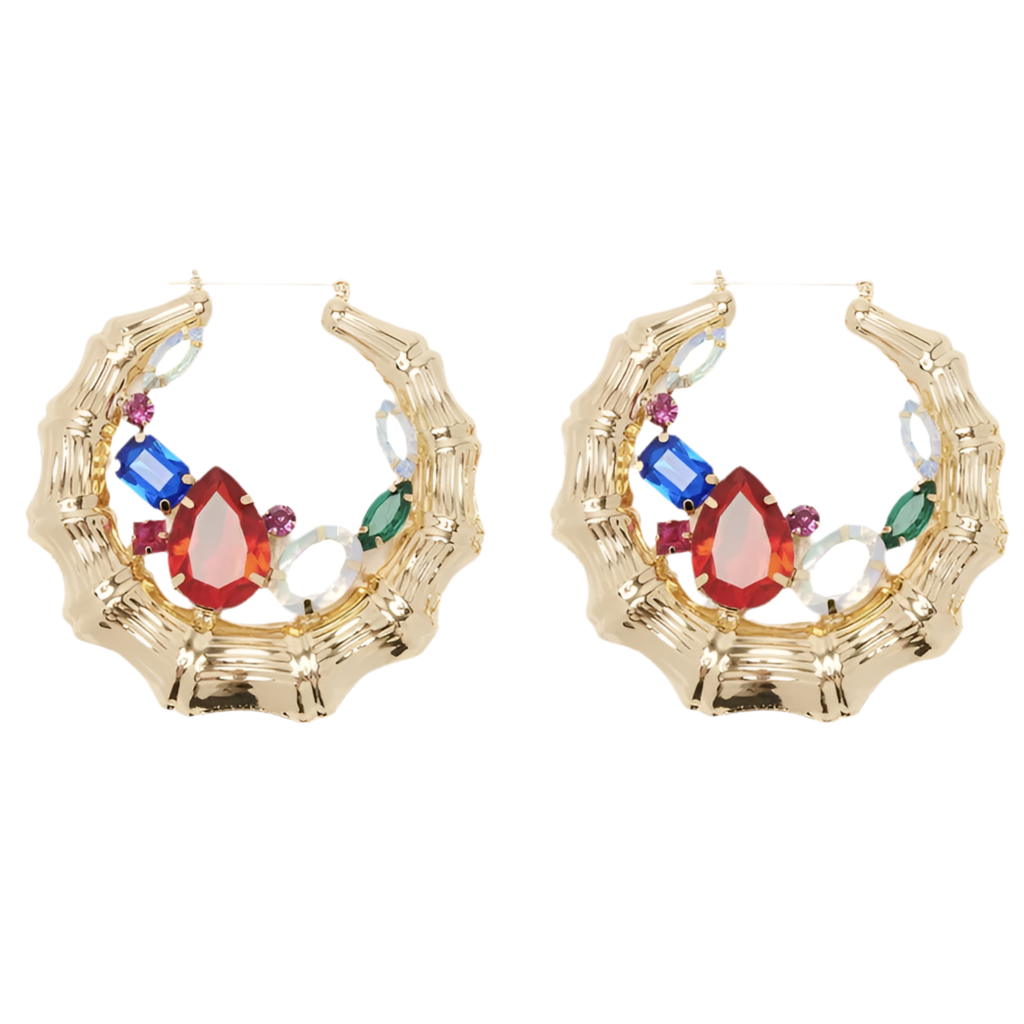 Gold Round Bamboo Earrings