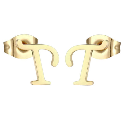 18K Finish Stainless Steel Letter Stud