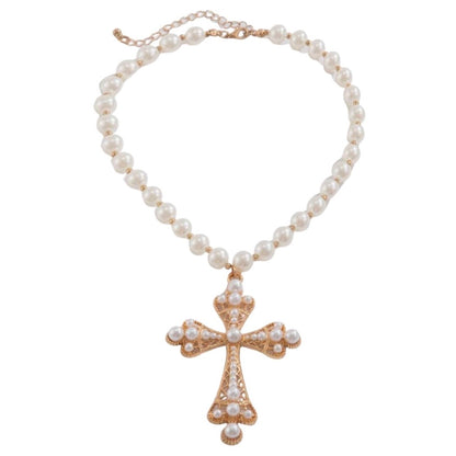 Pearl Cross Necklace Set