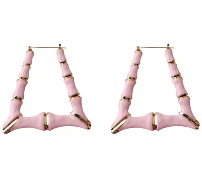 Pink/Gold Painted Bamboo Earrings