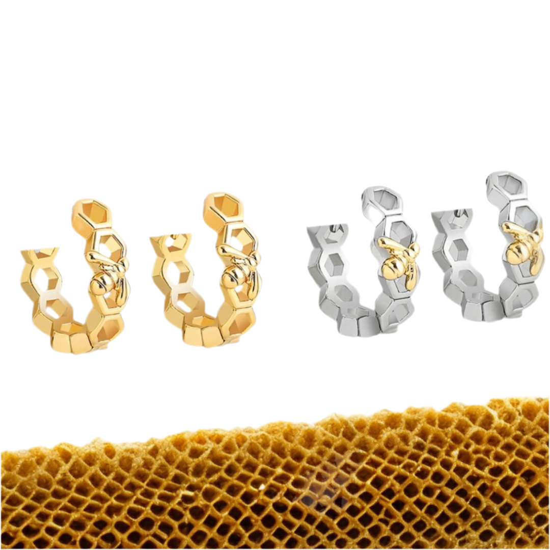 Honey Comb Hoop Earrings (2 pairs)