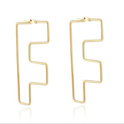 18K Finish Stainless Steel Letter Hoops