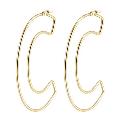 18K Finish Stainless Steel Letter Hoops