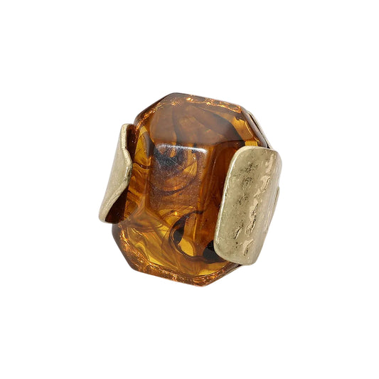 Cognac Octagon Ring
