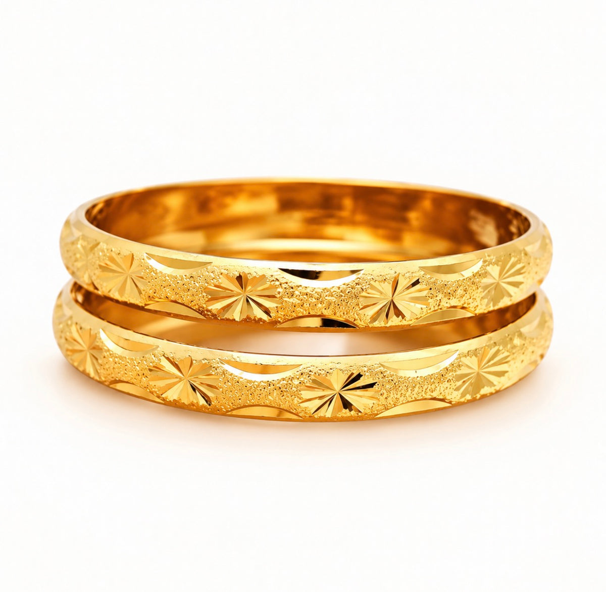 Starburst 18K Gold-Plated Hinged Bangles