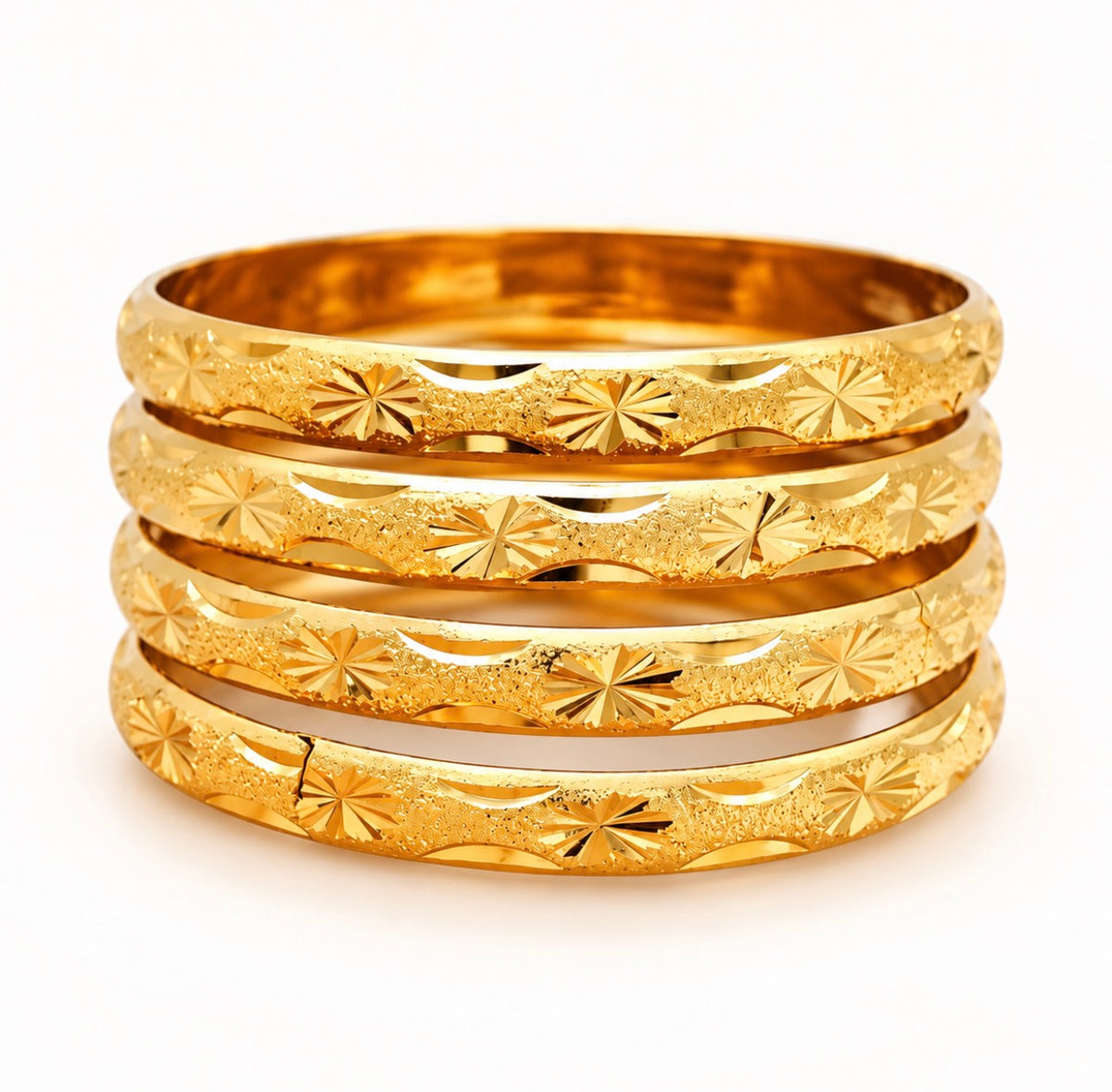 Starburst 18K Gold-Plated Hinged Bangles