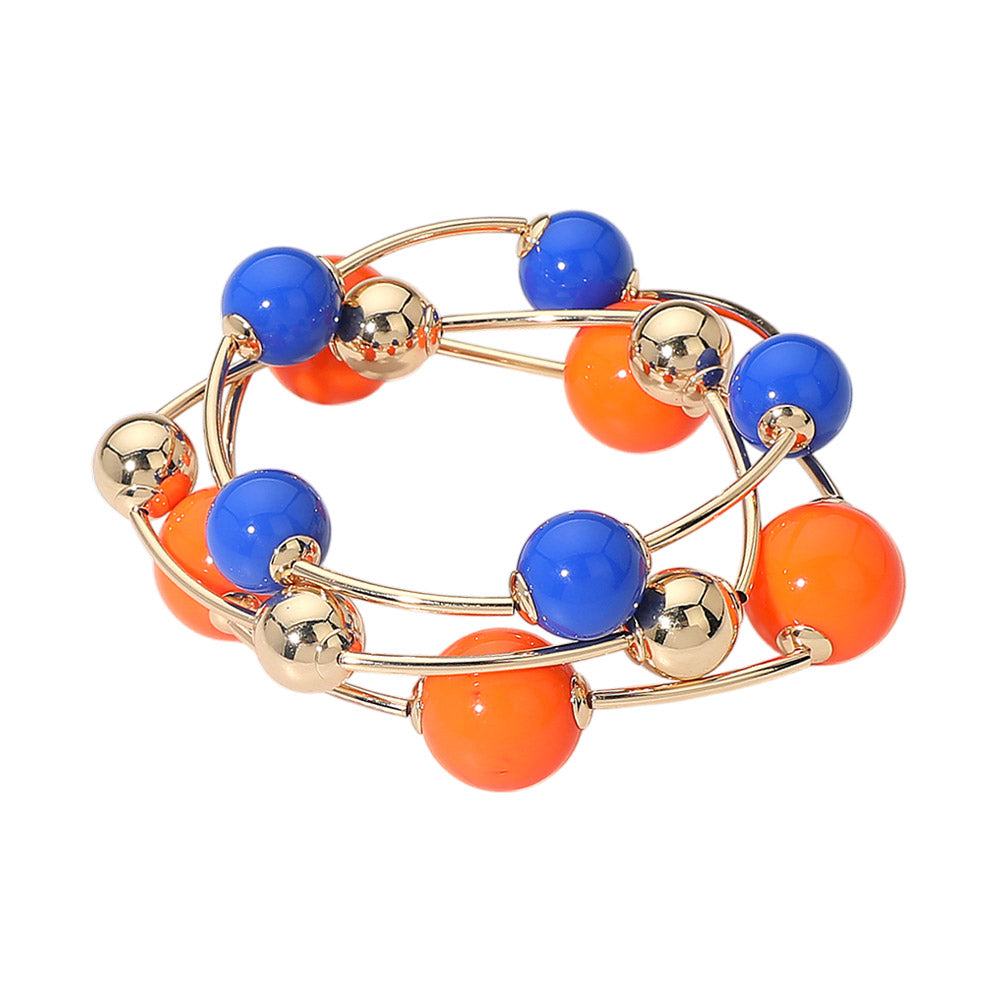 3 Piece Knicks Beaded Stretch Multi Layered Bracelets