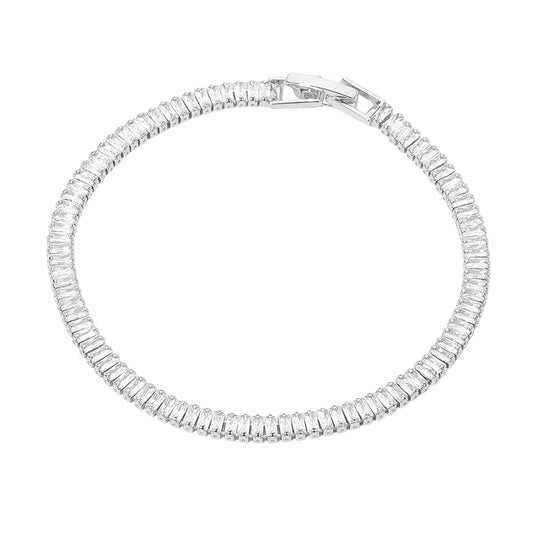 White Gold Dipped Baguette Tennis Bracelet