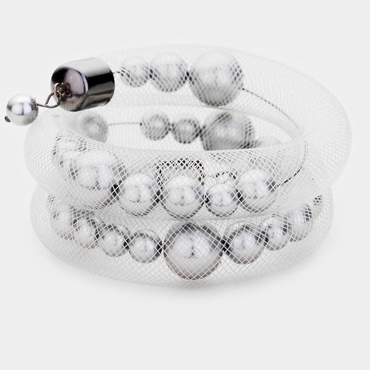 Mesh Pearl Adjustable Bracelet