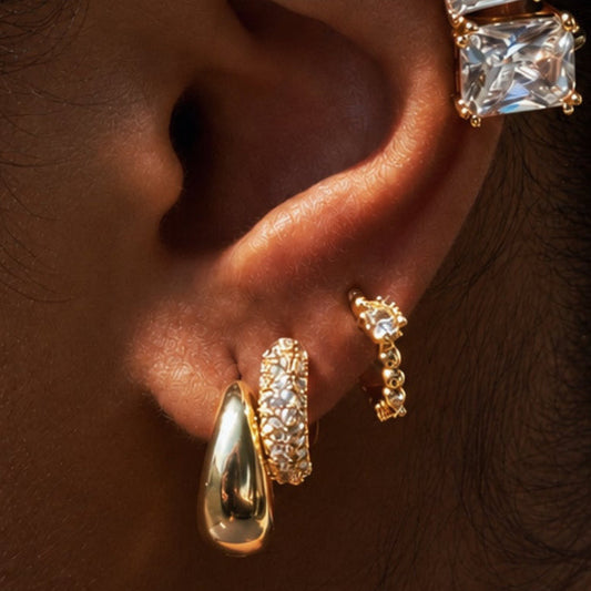 3 Pair Gold Plated Hoops