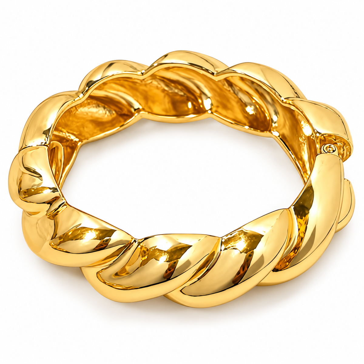 Chunky twisted gold bangle