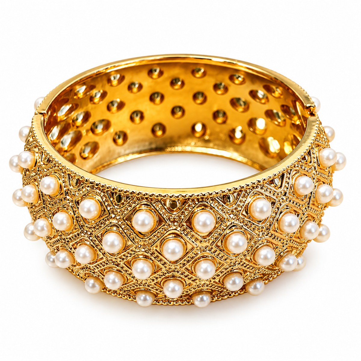 Wide pearl statement cuff