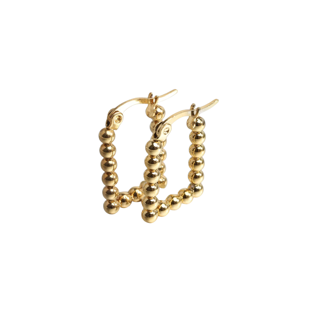 Small Gold Pearl Hoop Earrings