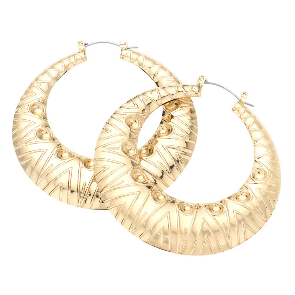 Gold Chunky Textured Hoop Earrings