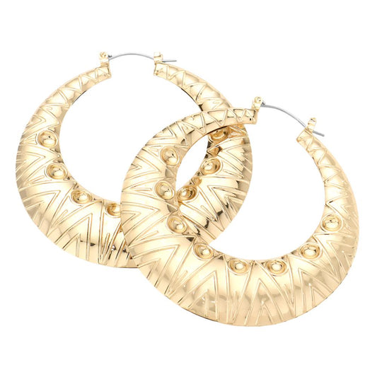 Gold Chunky Textured Hoop Earrings