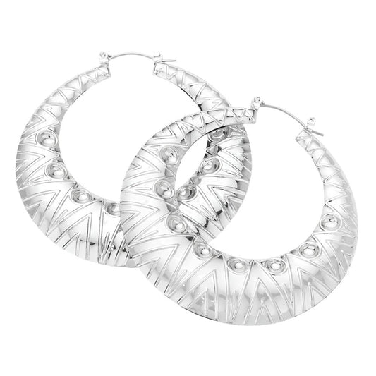 Silver Chunky Textured Hoop Earrings