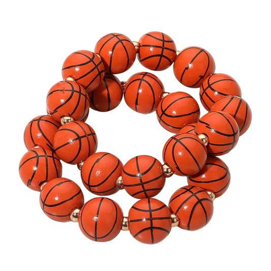 2 Piece - Basketball Beaded Bracelets