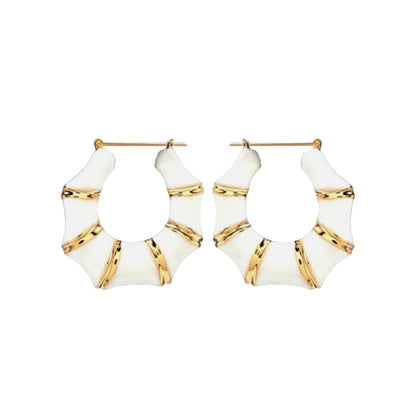 White and Gold Bamboo Earrings