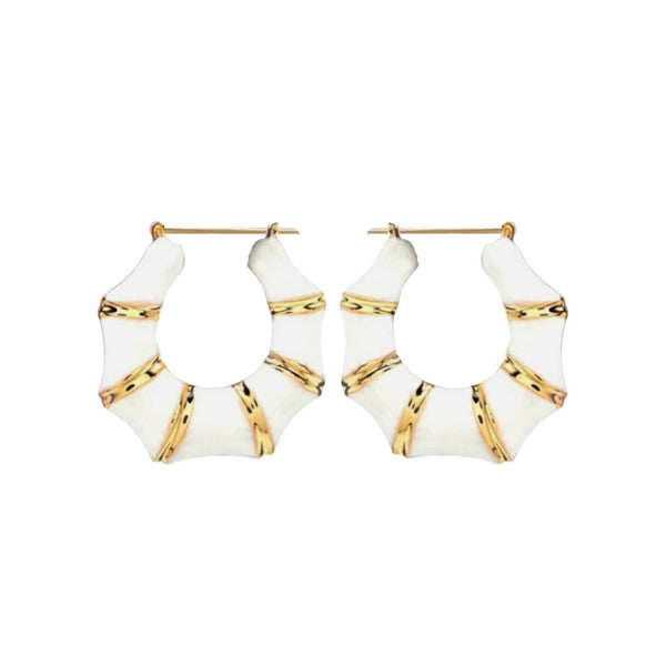 White and Gold Bamboo Earrings
