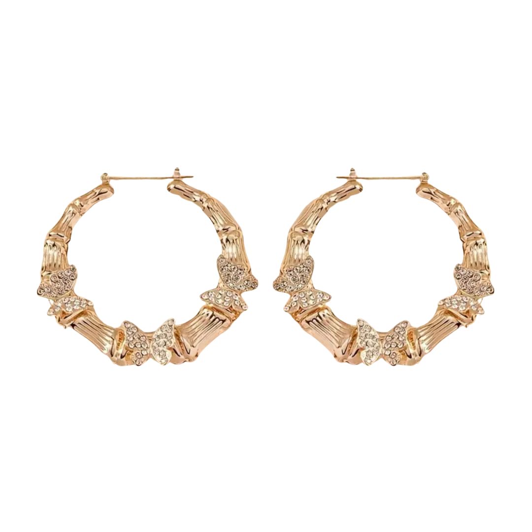 Butterfly Bamboo Hoop Earrings