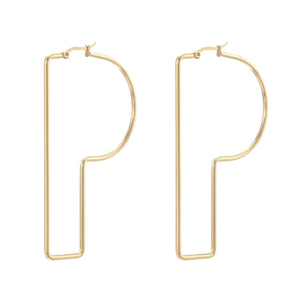 18K Finish Stainless Steel Letter Hoops