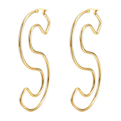 18K Finish Stainless Steel Letter Hoops