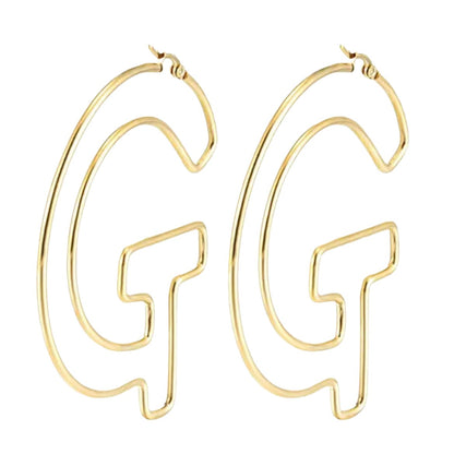 18K Finish Stainless Steel Letter Hoops