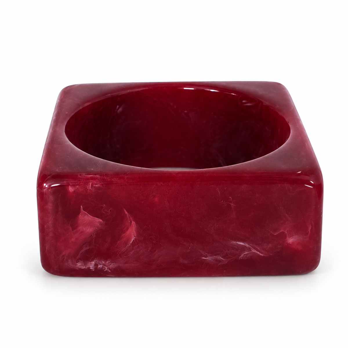 Chunky rectangular burgundy marbled bangle bracelet